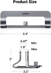 UGREEN Vertical Laptop Stand – Adjustable, Grey