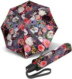 Knirps T.200 Medium Duomatic Automatic Open Close Rain Umbrella for Adults - Portable Weather Protection - Compact, Fits in Backpack or Purse, Retractable with Carrying Case, Paradise, 97cm Diameter