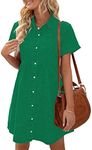 LookbookStore Green Denim Dress for Women St Patricks Day Dress 2024 Green Dress for Women Saint Patrick's Day Trendy Short Sleeves Jean Dress Simply Green Dress Size XS Size 0 2