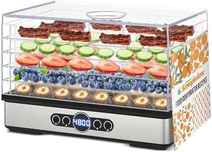 Konfintos Food Dehydrator for Jerky, 5 BPA-Free Trays 400W Small Dehydrator Machine for Meat, Fruits, Mushroom, Herbs, Dog Treats, Digital Adjustable Timer & Temperature Control, Recipes Book included