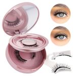 FADVAN Magnetic Eyelashes with Applicator, 2 Pairs 2 Style Reusable Magnetic Lashes Natural Look, No Glue or Liner Needed False Eyelashes, Wispy Strip Lashes Clear Band Magnetic Lashes Kit (R1+R2)