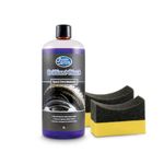 Greased Lightning Brilliant Black Tyre & Trim Restorer - Restores New Look Shine to Car Tyres and External Trims, Quick and Easy Application - 1 Litre Plus 2 Tyre Sponges