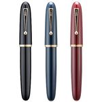 3PCS Assorted Colors Jinhao 9019 Fountain Pen Set, Size 8 Medium Nib Classic Design Smooth Writing Pen with Large Capability Converter (Gold Trim)