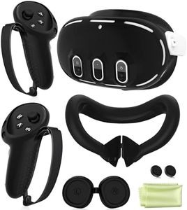 Silicone Cover Set Compatible with Meta Oculus/Quest 3, VR Accessories Protective Cover Includes Controller Grips, Front Shell Headset Cover and Face Cover, Not Fit Quest 3S (Black)