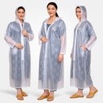 HACER Crystal Ladies Raincoat Jacket with Adjustable Hood Water Resistant Transparent Reusable Rainwear for Women (XXL, Transparent)