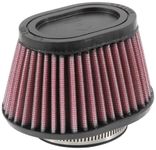 K&N RU-2780 Universal Clamp-On Air Filter: Oval Straight; 2.438 in (62 mm) Flange ID; 2.75 in (70 mm) Height; 4.5 in x 3.75 in (114 mm x 95 mm) Base; 3.5 in x 2.5 in (89 mm x 64 mm) Top