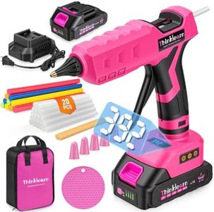 Pink Cordless Hot Glue Gun, LCD Temp Adjust Display with 32PCS Glue Sticks