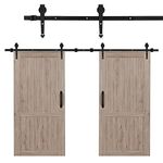 10FT Sliding Wood Barn Door Hardware Kit Industrial Round Wheel Closet Interior Carbon Steel Barn Door Hanging Rail Sliding Door Rail Track Kit for Double Doors