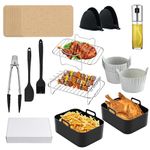 Premium Air Fryer Accessories Set 14 PCS | Compatible with Ninja AF400UK & AF300UK | Fits Tower T17088 & 7.6L–9.5L Dual Air Fryers | Reusable, Heat Resistant, Dishwasher Safe