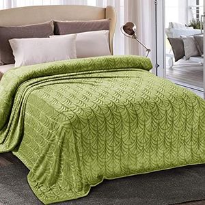 Whale Flotilla Flannel Fleece Queen Size Bed Blanket, Soft Velvet Lightweight Bedspread Plush Fluffy Coverlet Vintage Design Decorative Blanket for All Season, 90x90 Inch, Olive Green