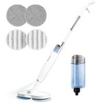 Roboson Electric Spin Mop for Floor Cleaning, Cordless Automatic Wet Mopper, 2 Pairs Mop Cloths, Water Sprayer Mopping, Light Weight for Hardwood, Tile, Marble, and all Hard Floors (1 Year Warranty)