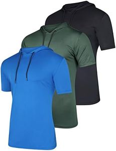 3 Pack: Big & Tall King Size Heavyweight Mens Dry Fit Moisture Wicking Short Sleeve Active Athletic Hoodie Pullover Sweatshirt Workout Running Fitness Gym Sports Casual Outdoor Summer - Set 4, 5X