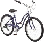 Schwinn Mikko Adult Beach Cruiser Bike, Featuring 17-Inch/Medium Steel Step-Over Frames, 7-Speed Drivetrains, Navy