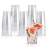 MATANA 150 Premium Clear Hard Plastic Cups, Plastic Party Cups (285ml / 10oz) - Reusable Plastic Glasses, Tumblers, Gold Cups for Drinks, Cocktail, Dessert, Wedding, Parties