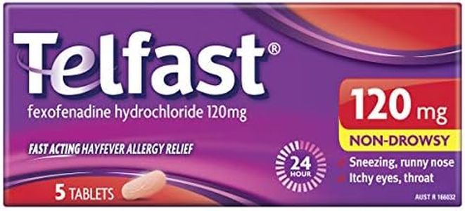 Telfast Hayfever Allergy Relief 120mg - Non-drowsy - For sneezing, runny nose, itchy eyes and itchy throat, 5 Tablets