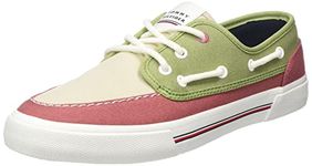 Tommy Hilfiger Men Core Boat Shoe Canvas Vulcanised Trainers, Red (Dockside Red), 44 EU