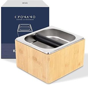 KYONANO Espresso Knock Box, Espresso Accessories, Coffee Knock Box with Durable Knock Bar and Non-Slip Base, Made of Bamboo and Stainless Steel, Knock Boxes for Breville Machine Accessories