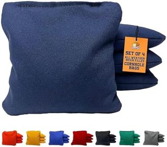 Cornhole365 All Weather Cornhole Bags - 6"x6" Premium Plastic Pellet Resin-Filled, Weather-Resistant, Solid Color Duck Cloth Cornhole Bean Bags - Professional Cornhole Bags Set of 4 (Storm Navy Blue)