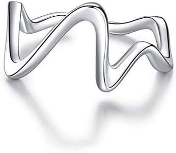 Qings Bague Hauts et Bas à Ma Fille 925 Argent Sterling Réglable Bague Inspirant Vague Bague Anneau Empilable Ouverts Bagues Zig Zag, Bijoux Cadeau Anniversaire pour Filles