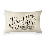 Ogiselestyle Farmhouse Pillow Covers with Together Quote 12x20 Inch Farmhouse Rustic Décor Lumbar Pillow Covers with Saying Housewarming Gifts Family Home Décor