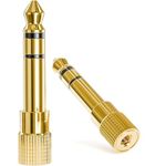 2x Gold Plated Stereo Headphones Audio Adaptor, Headphone Jack Adapter 6.35mm Male 1/4 inch to 3.5mm Female 1/8 inch Aux Plug Converter for Amplifiers, Guitars, Piano, Speakers, Headphones and More.