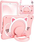 SurgeCraft for Samsung Galaxy Tab A8 10.5 Case Cute Cat Girls Cover Kawaii Girly Women with Strap and Handle Stand, Soft Silicone Covers for Samsung A8 Tablet Cases SM-X200/X205/X207