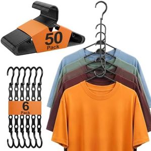 HOUSE DAY 56 Pack Multifunction Hanger Combo for Closet Organization, Black