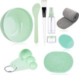 Fun Gift Face Mask Mixing Bowl Set, Lady Facial Care Facemask Mixing Tool Sets Include Facial Mask Mixing Bowl Stick Spatula Silicone Cream Mask Brushes(Green)