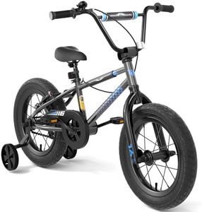 Glaf 12 14 16 Inch Kids Bike with Training Wheels for Boys and Girls Ages 3+ Years Old Bike Bicycle with Water Bottle Holder,Bell, Lightweight (Black Blue, 16 Inch with Training Wheels)