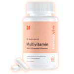 Bettervits Multivitamin | 13 Essential Ingredients | 100% RDA | Vitamin A, Bs, C, D, E, K Biotin, Folic Acid | Vegan Friendly