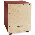 Pyle Stringed Cajon Drum, Wooden Percussion Box w/ Internal Guitar Strings, Adjustable Snare, Birch Wood, Hand Drum for Acoustic Music, Flamenco, Studio & Live Performance