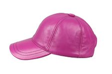 HATSQUARE Genuine Leather Baseball Cap Adjustable Soft Feel Dad Plain Hat Stylish Classic for Women Men Unisex (Hot Pink)