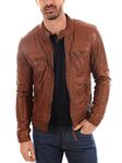 Customer Is The King Men's Biker Jacket (CustomerIsTheKing_CITK_19_S_Brown_Small)