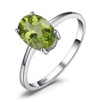 JewelryPalace Class Natural Gemstone Garnet Peridot Amethyst Citrine Blue Topaz Birthstone Solitaire Engagement Rings for Women, Anniversary White Gold Plated 925 Sterling Silver Promise Rings for Her