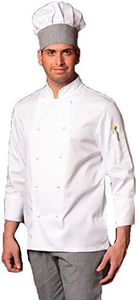 completo bianco da cuoco giacca e pantalone da cucina sale e pepe con cappello (L)