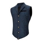 Durio Vest for Men Steampunk Victorian Gothic Waistcoat Renaissance Medieval Pirate Vests Corset Tuxedo Formal Suit Vests Navy Blue Large