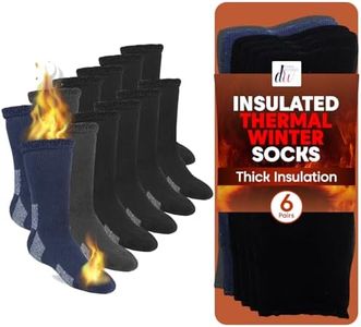 Debra Weitzner Thermal Socks for Men Women: 6 Pairs Crew Winter Thick Boot Socks in Assorted Colors & Sizes 9-13