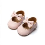 YWY Baby Girls Shoes Princess Bowknot Non-Slip Mary Jane Shoes First Walkers Shoes 12-18 Months Pink