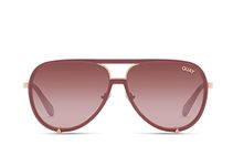 Quay Women's Coffee Run Oversized Round Cat Eye Sunglasses, Berry/Brown Pink, One Size