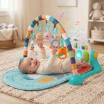 StarAndDaisy Baby Play Gym mat, Kick & Play Gym mat with Adjustable Piano for Baby, Infants & Toddler Gym/Play mat with Hanging rattles Toys Music & Light - Blue