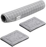 Navaris Reusable Paper Towels (Set of 10 Towels + 2 Sponges) - 10x10 Washable Kitchen Towel Paperless Cloth - Gray/Check Pattern