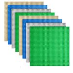 Building Blocks Baseplates, 8pcs Classic Baseplates Building Base Plates for Building Bricks 100% Compatible with Major Brands-Baseplates 10" x 10", 2 Green, 2 Grey, 2 Blue, 2 Sand