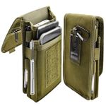 KATOLK Dual Phone Holster,Belt Phone Pouch, Large Smartphone Pouch Cell Phone Holder, Multi-Purpose Tactical Phone Pouch, Cell Phone Holder for Work, Hiking, Camping, Barbecue, Rescue (Army Green, XL)