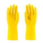 HOMESHOPA Household Rubber Gloves, 1 Pair Yellow Extra Thick Cleaning Washing Up Gloves, Non Slip Kitchen Dishwashing Gloves with Cotton Lining, Soft Flexible Reusable Waterproof Gloves (Small)