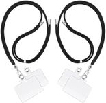 2 Packs Mobile Phone Lanyard,H HOME-MART Adjustable Nylon Neck Strap Lobster Clasp Hanging Strap Safety Tether with 4Pcs Clear Patches for Most Smartphones Cell Phone Accessories (Black)