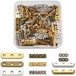 Pandahall 150Pcs 3-Holes Rectangle Spacer Bar Metal Beads 4 Styles Tibetan Multi Strand Separator Link End Bar Mixed Colors for Jewelry Making