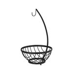 Spectrum Diversified Ashley Small Tree & Basket Hanger & Small Basket, Produce Saver Banana Holder & Open Wire Fruit Bowl for Kitchen Counter & Dining Table, Black