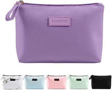 Cosmetic Bags for Women Small Makeup Bag for Purse Pu Leather Makeup Pouch Travel Makeup Bag with Zipper Make Up Bag for Travelling (Purple)