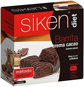 Siken Diet - Barrita Sabor Crema de Cacao con Proteínas y Baja en Calorías para Controlar tu Peso - Estuche con 5 barritas de 36g, 180 g