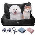 PALAMIL Dog Car Seat for Large/Medium Dog or 2 Small Dogs, Multi-Function-Dog Car Back Seat can be Converted into Dog Travel Bed or Dog Sofa Cushion, with Peepads and Blanket, Detachable & Washable…